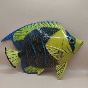 Hand Painted Lacquer Wood Sunfish Wall Art Decor